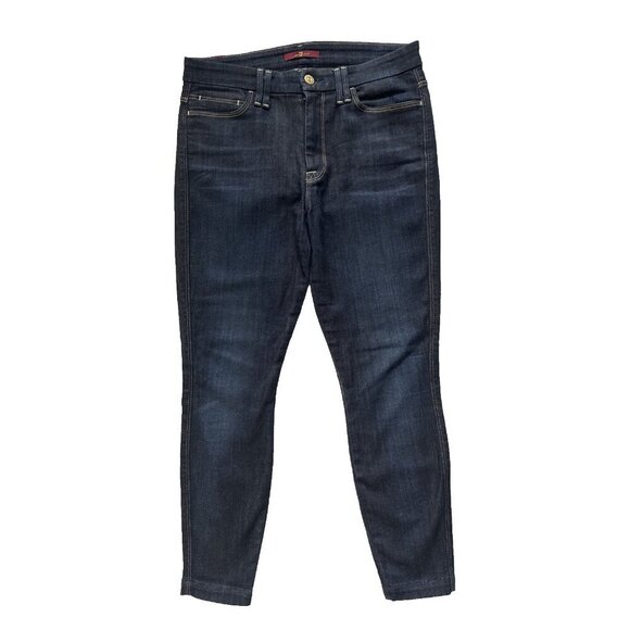 Size 28 7 For All Mankind Women’s Skinny Ankle Jeans Stretchy Dark Wash - Picture 1 of 9